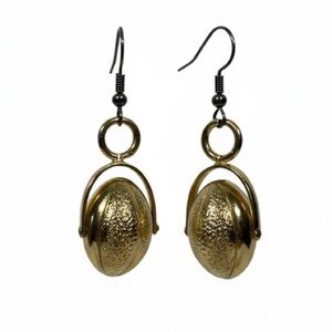 Vintage 1970s Style Textured Gold Sphere Spinner Earrings